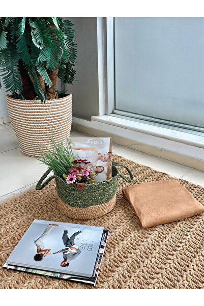 home inn Καλάθι οργάνωσης με λαβή Ανθεκτικό στους λεκέδες Φυσικό-Πράσινο 31x2...