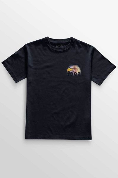 Kretas Μπλουζάκι Unisex Navy Blue Navy Blue Black Eagle Eagle Head Minimal μπλουζάκι με στάμπα μπροστά