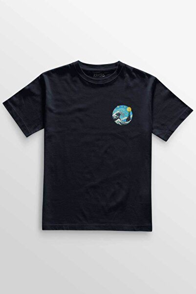 Kretas Unisex tamnoplava T-shirt Zvezdana noć Veliki talas Hokusai Van Gogh u...