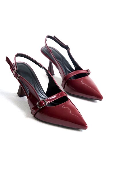 v.s.h velvet Women's Evening Dress Strappy Open Back Pointed Toe Patent Leather Heels Casual Casual Shoes