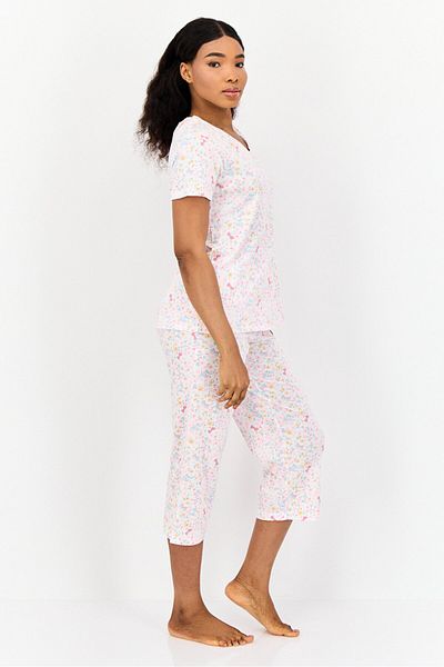 Celestial Dreams Women 2 Pcs Set Floral Print Pajama, Multicolor