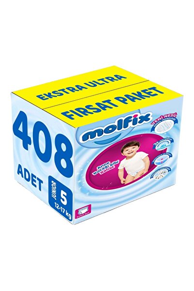 Molfix Külot Bebek Bezi Beden:5 (12-17KG) Junior 408 Adet Ekstra Ultra Fırsat Pk