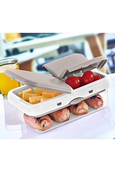 Okyanus Home Mink-Transparent 4-Compartment Lunch Box with Click