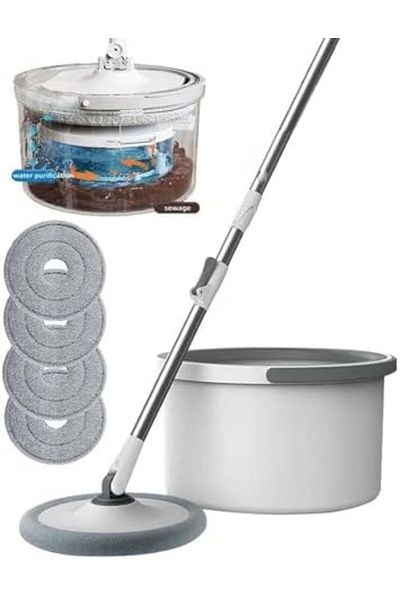 Generic 360° Spin Mop and Bucket Set, Self Separating Flat Mop and Bucket Set for Clean Dirty Wate