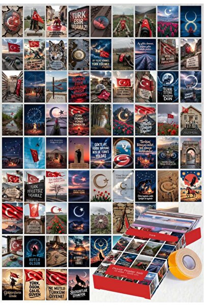 GUGUK Türk 72 Adet Duvar Poster Seti Oda Dekoru