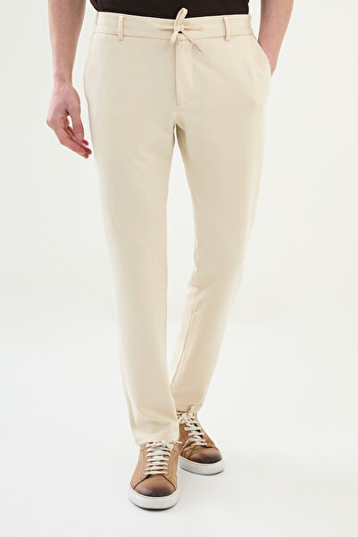 Mcr Смугасті чоловічі штани Super Slim Fit з еластичним поясом і шнурком, беж...
