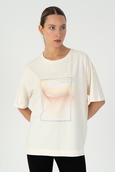 MARATON Comfort Women's Crew Neck Low Sleeve Ecru T-Shirt 23135