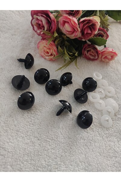 Engin TT Amigurumi Siyah İri Boy Vidalı Göz Örgü Bebek Gözleri -18 Mm -5 Çift...