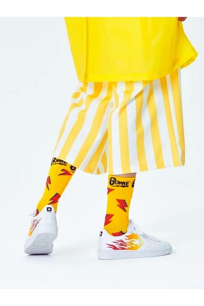 Shuttle Park Special Series Yellow Happy Colorful Socks Flash Patterned Fun Comfortable Design Style Socket Seamless Socks