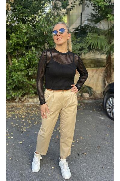 Dilvin Belted Cotton Blend Trousers