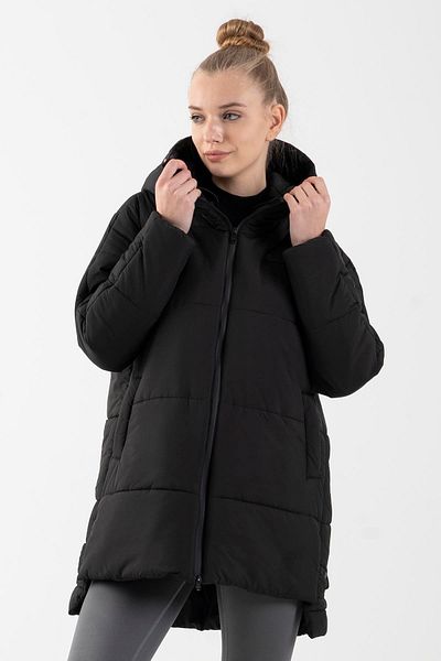 MARATON Oversize Women's Hooded Long Sleeve Black Coat 21903