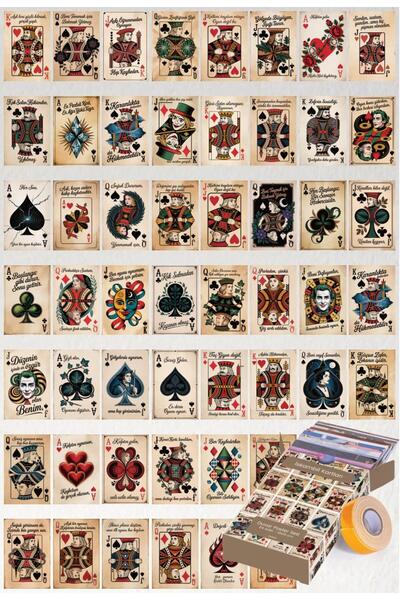 GUGUK İskambil Kartları Temalı 54 Adet Duvar Poster Seti Oda Dekoru