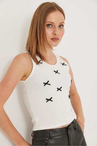 Raneel Kazançlı Alışveriş Bow detailed ottoman athlete blouse white