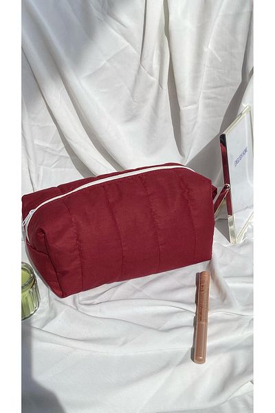 cosybag. Geantă de machiaj cu cusături roșu Claret