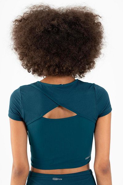 MARATON Slimfit Women's Crew Neck Short Sleeve Turquoise Crop Top 21973