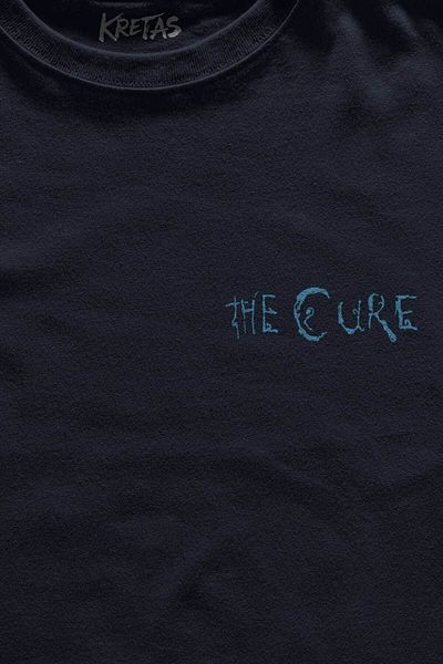 Kretas Μπλουζάκι Unisex Navy Blue The Cure Robert Smith Vintage κοντομάνικο μπλουζάκι με μίνιμαλ μπροστινό εμπριμέ