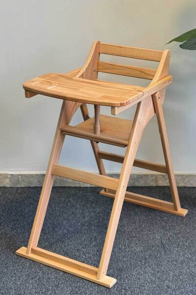 Reyo Ahşap Katlanabilir Mama Sandalyesi Gürgen Naturel