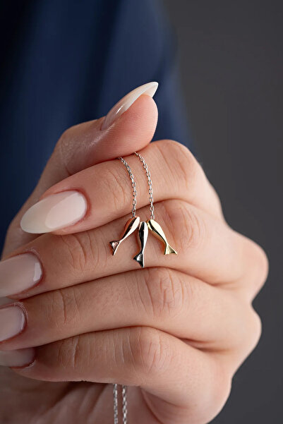 VAOOV 925 Ayar Gümüş Üç Renkli Balık Kolye