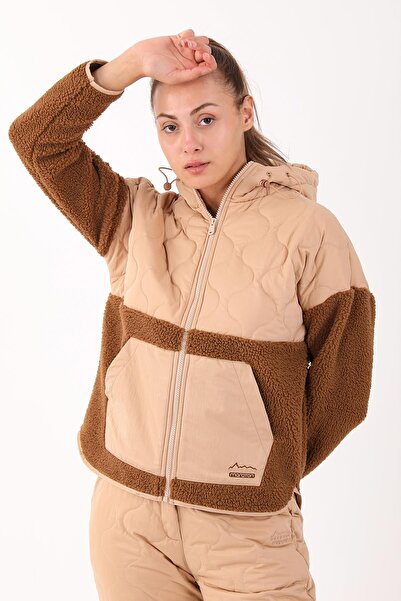 MARATON سترة نسائية مريحة بغطاء رأس تان تراك توب