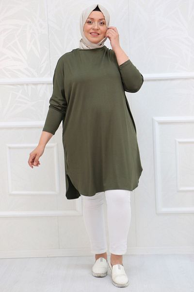 Eslina 38111 Basic Βαμβακερό Βαμβακερό Μπλουζάκι - Χακί