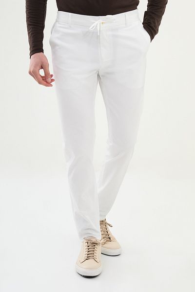 Mcr Seersucker Super Slim Fit Elastic Waist Drawstring Men's Trousers Ecru - 38291.25Y