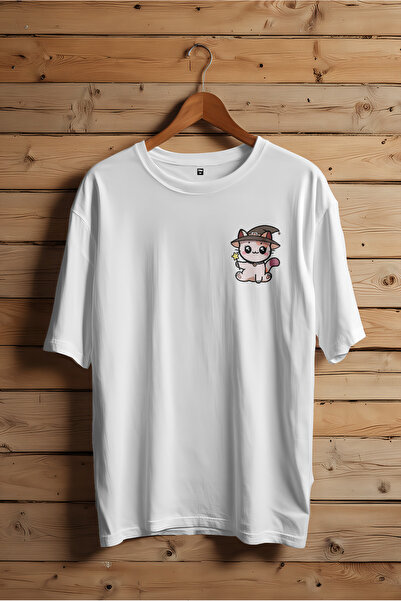 EVIus Oversize kroj Mađioničar mačka Štampano okrugla kragna T-shirt
