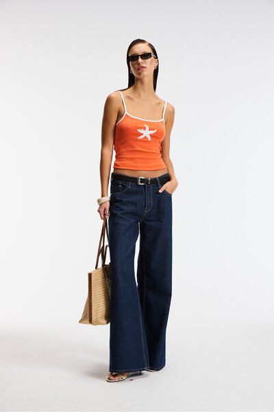 ETHIQUET VENSORA Дамска блуза с мека текстура, принт, еластична материя, контрастен кант и яка с ревери в оранжев цвят