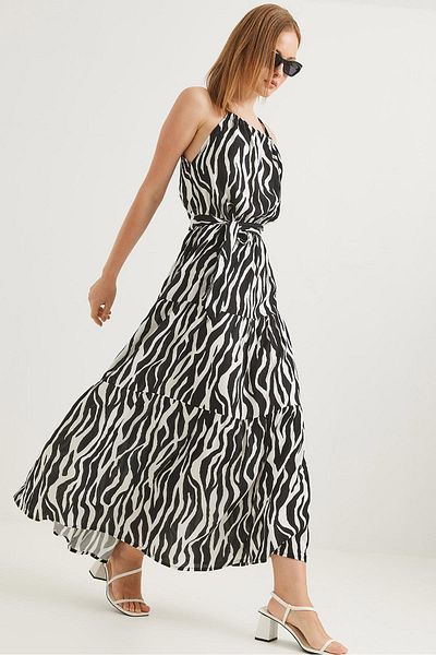 Raneel Kazançlı Alışveriş Φόρεμα Zebra Halter με λαιμόκοψη μαύρο