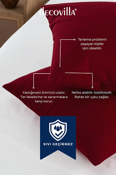 Decovilla Micro Zippered Pillow Mattresses Liquid Proof Set of 2 Pillow Protector 50X70