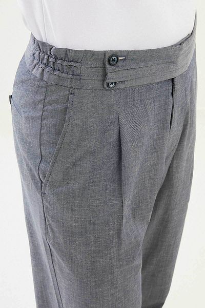 Mcr Straight Slim Fit Elastic Waist Linen Men's Trousers Navy Blue - 38313.25Y