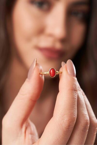 Cem Aykan Kuyumculuk Ferya Mercan Doğal Taş Yüzük AK-1346