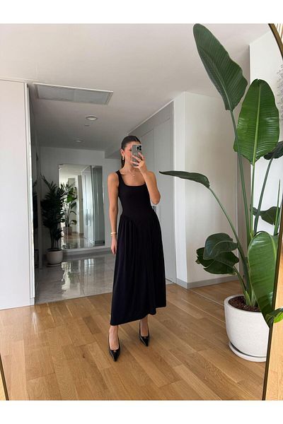 My Blog Black Waist Detailed Dress - 4815