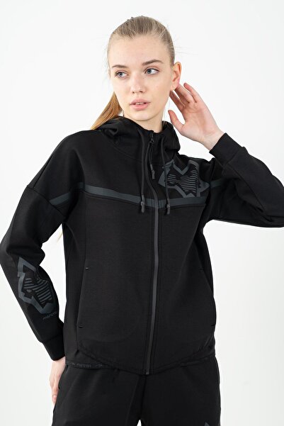 MARATON Regular Women's Hooded Black Tracktop