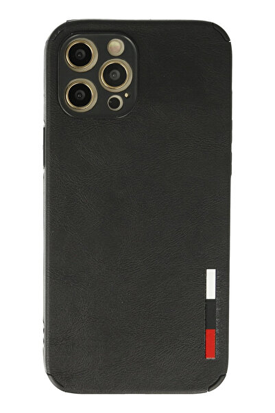 NewFace حافظة آيفون 12 برو ماكس حلقة جلد سيليكون - أسود 1490136709