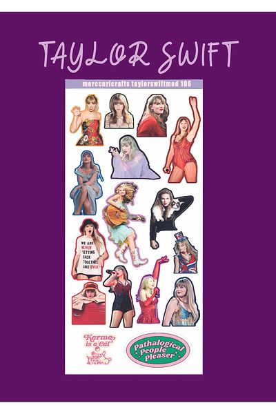 merccuri crafts 3 Stickers (49 Pcs) Taylor Swift Mod Sticker Set - Planner