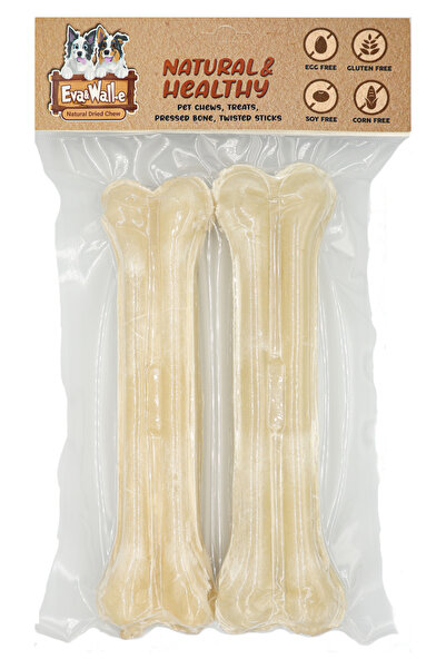 Eva & Wall-e Büyük Köpek Kemiği Beyaz 2' Li 21cm Orta Irk Ve Büyük Irk Köpekler Için 150g. 2 Adet