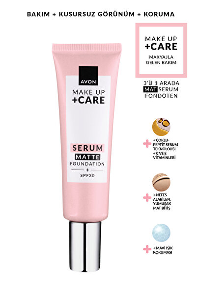 AVON Make Up + Care 3!ü 1 Arada Mat Serum Fondöten 30ml - 355G Light Caramel