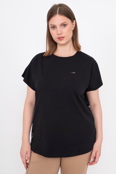 MARATON Plus Size Women's Crew Neck Black T-Shirt