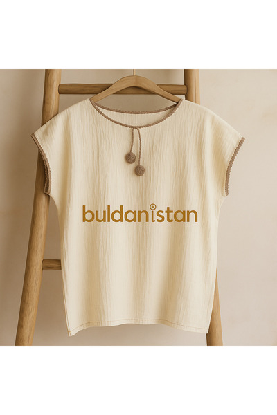 buldanistan Naturel Müslin Kadın El Örgülü Bluz