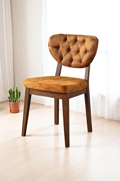 MYMASSA Boston Sandalye - Milas Sarı - Kahve Gürgen Iskelet - Salon Sandalyes...