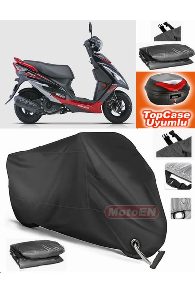 MotoEN قفل أسود متوافق مع Haojue HJ 125T-10 من القماش المشمع Topcase الخلفي ا...
