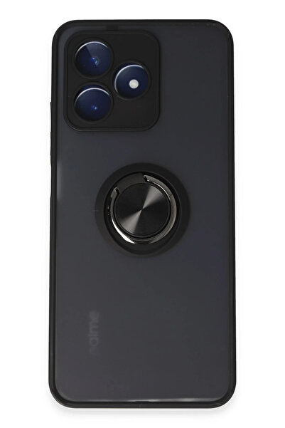 NewFace حافظة ريلمي C53 مونتريال من السيليكون مع حلقة - أسود 1492255709