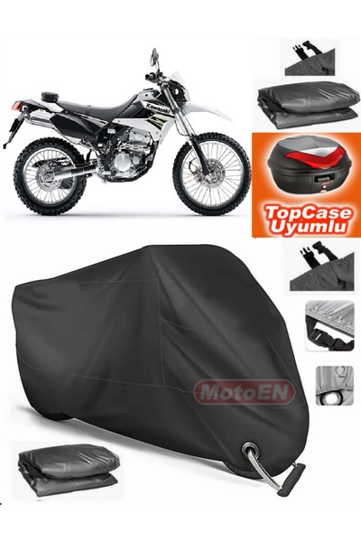 MotoEN Black Lock Compatible Kawasaki Klx 250 Tarpaulin Topcase Rear Bag Comp...