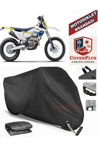 MotoEN Black Lock Compatible Husqvarna Fe 501 Engine Tarpaulin Motorcycle Tar...