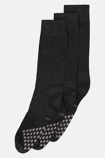 JOCKEY Men 3 Pair Diamond Cushion Comfort Crew Socks, Dark Grey