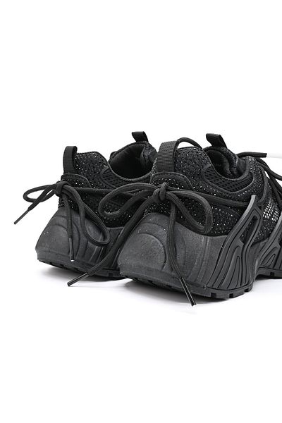 Tmall Pantofi Sport De Dama,Din Piele Ecologica Intoarsa,Cu Strasuri,D1408,Negru