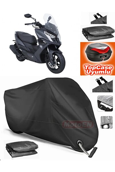 MotoEN Black Lock Compatible Kymco Dink R 150 Tarpaulin Topcase Rear Bag Comp...