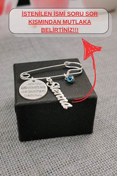 Piyera Gümüş İsimli ve Dualı Gümüş Bebek Çatal İğnesi