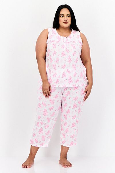 Celestial Dreams Women Plus Size 2 Pieces Allover Print Top And Bottom Pajama Set, Multicolor