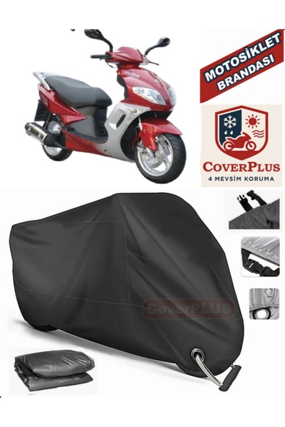 MotoEN قفل أسود متوافق مع Kuba Apricot 125 Motor Tarpaulin دراجة نارية قماش ا...